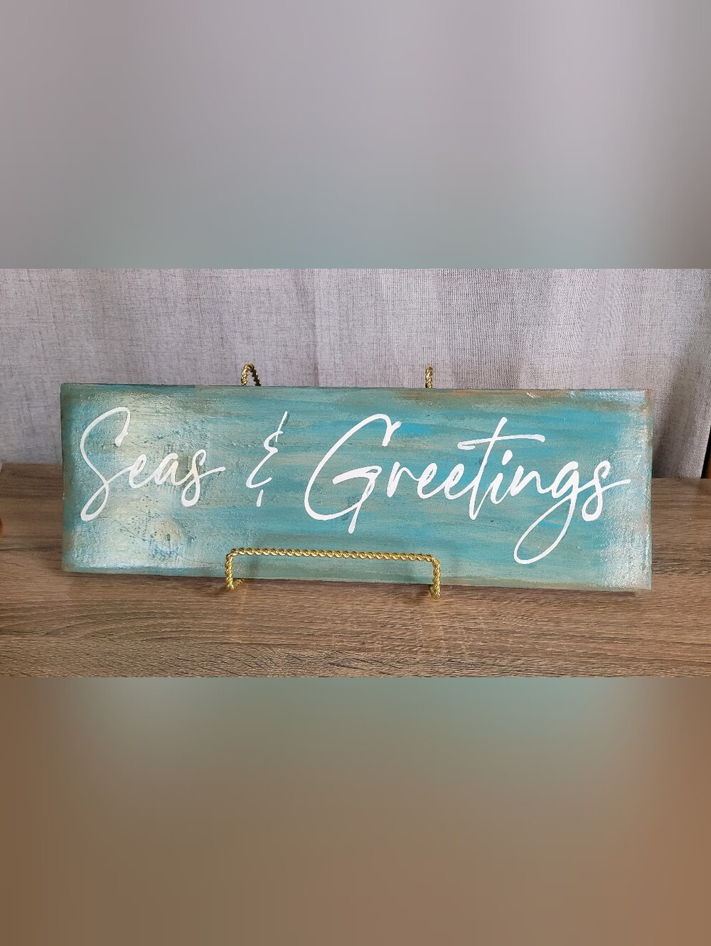 Coastal 'Seas & Greetings' Wall Plaque - Teal